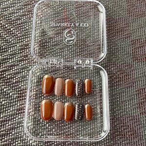 NEW Brown and Tan fashion Press-On Nails in packaging